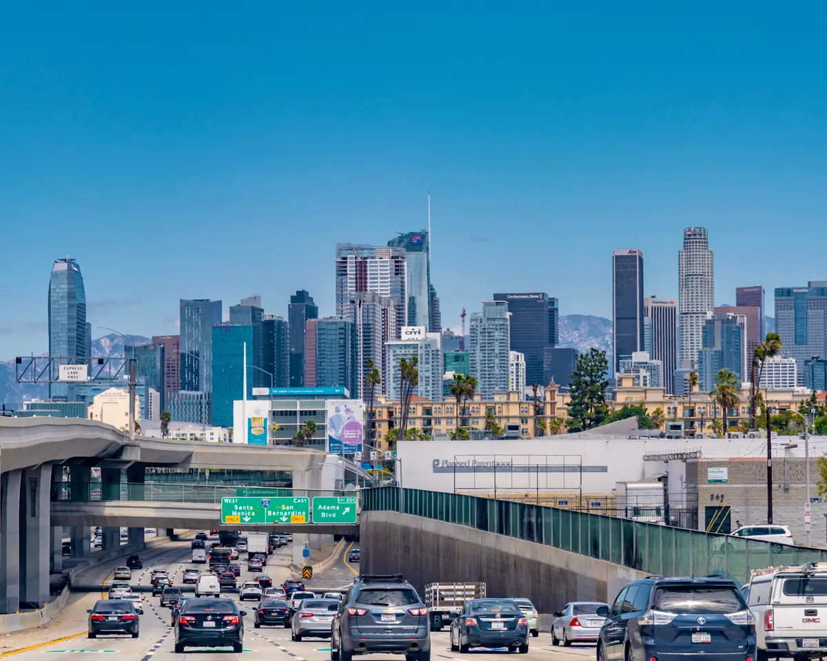 Traffic approaching downtown Los Angeles